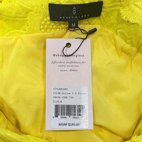 Abbey Glass Yellow Sutton Lace 3D Floral Ruffle One Shoulder Midi Cotton Dress - Picture 13 of 16